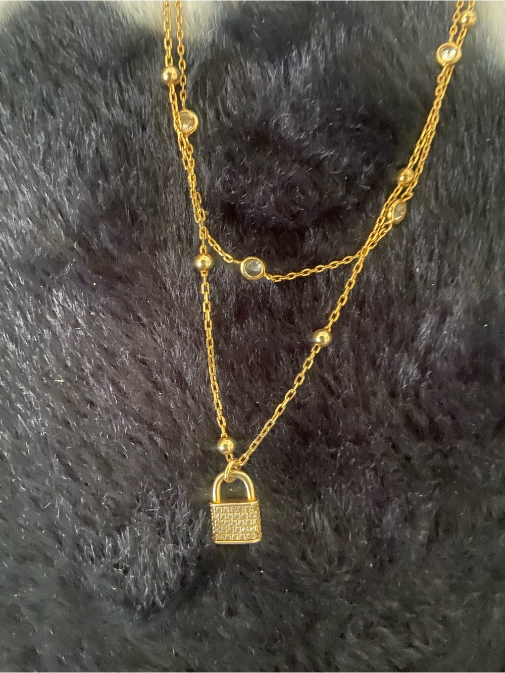 14kt Gold plated Layered Padlock Pendant Necklace - Women Jewelry